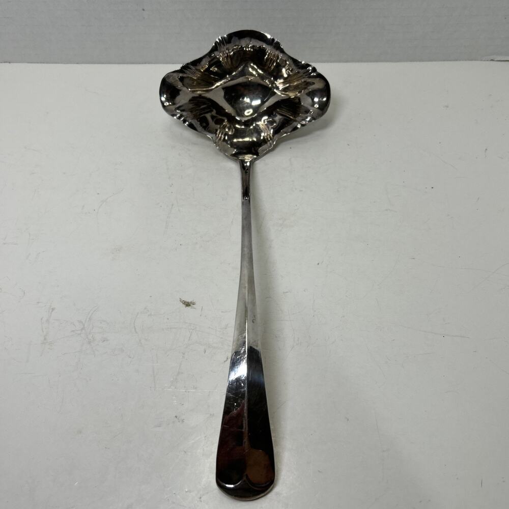 Vtg JB Silver Plate Punch/ Soup Ladle Double Lip 12" Handle England S EPNS A1